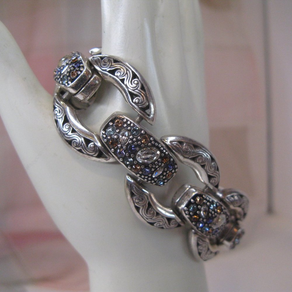 Brighton Chunky Silver Plated Gemstone Link Bracelet